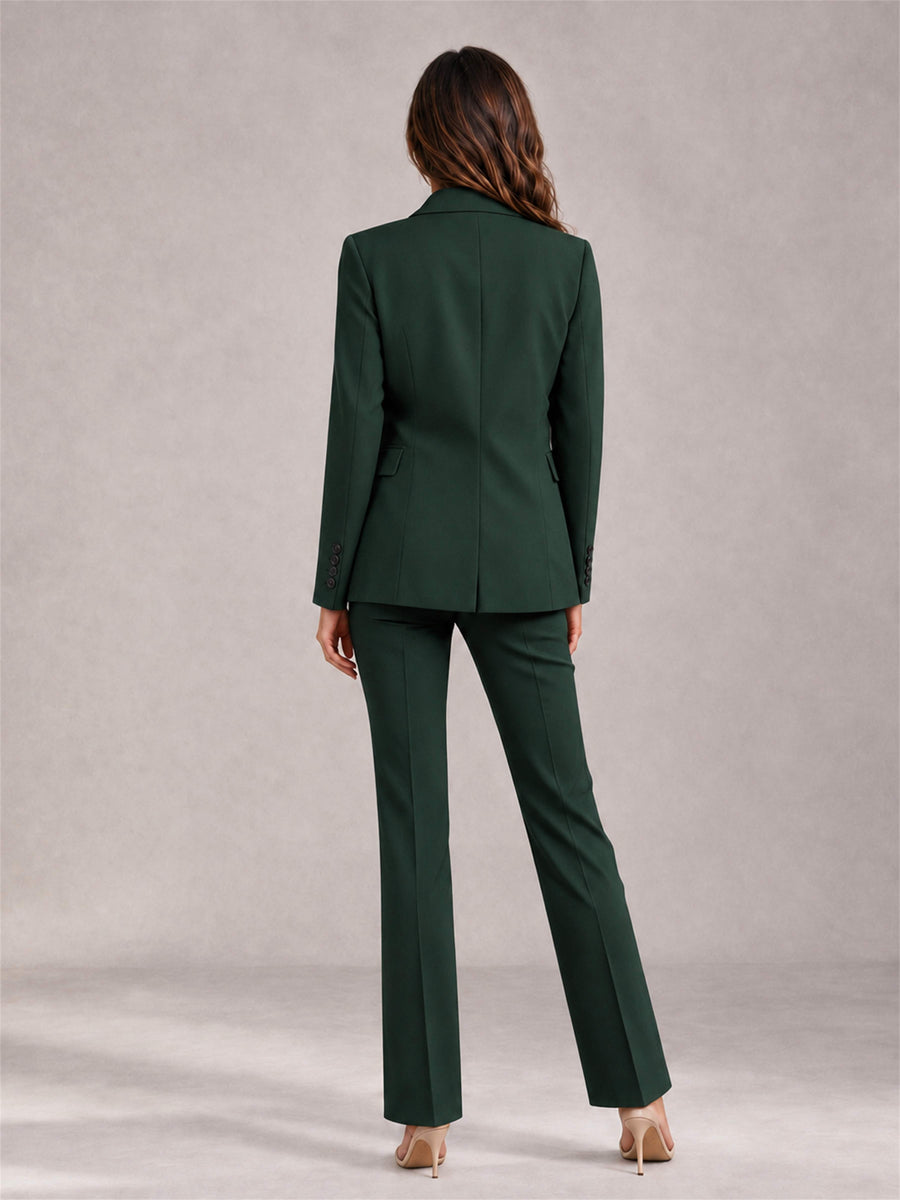Dark Green 2 Pieces Tailored Fit Notched Lapel Suits Women's Suits