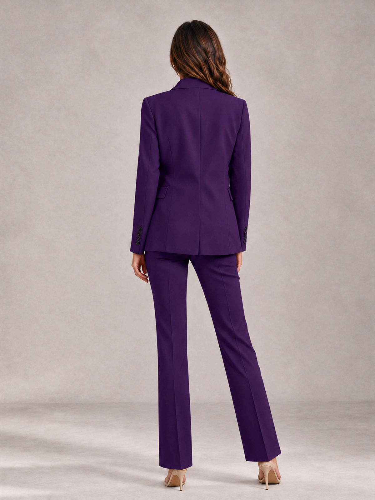 Dark Purple 2 Pieces Tailored Fit Notched Lapel Suits Women's Suits