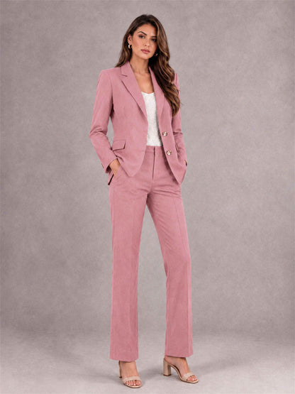 Dusty Rose 2 Pieces Tailored Fit Notched Lapel Suits Women's Suits