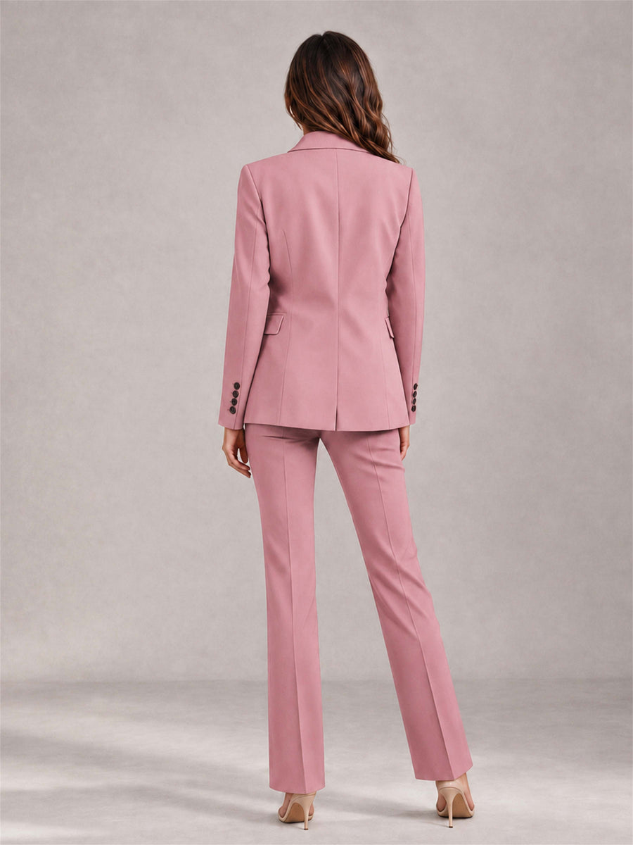 Dusty Rose 2 Pieces Tailored Fit Notched Lapel Suits Women's Suits