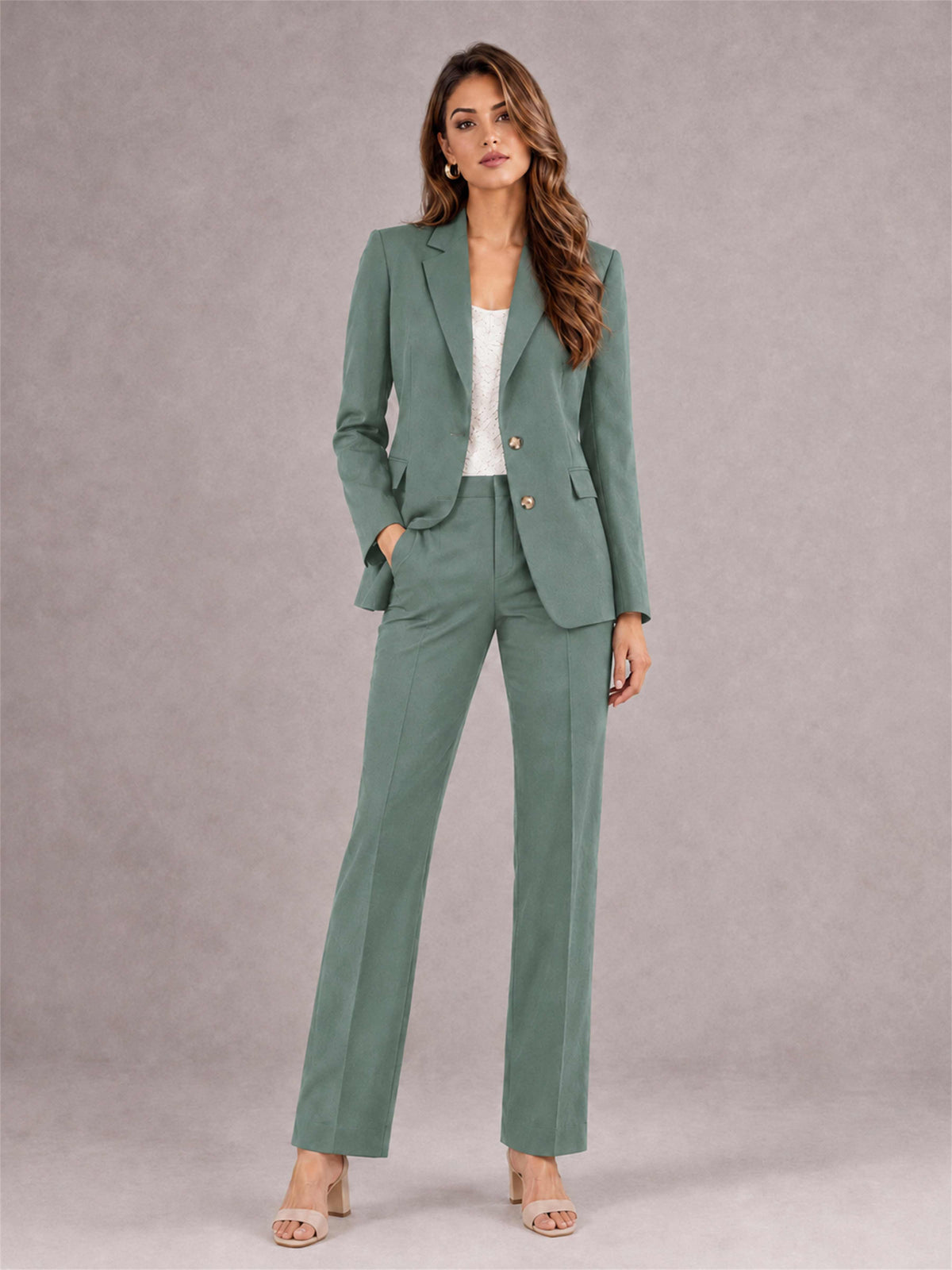 Eucalyptus 2 Pieces Tailored Fit Notched Lapel Suits Women's Suits