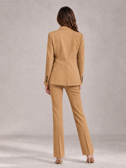 Gold 2 Pieces Tailored Fit Notched Lapel Suits Women's Suits