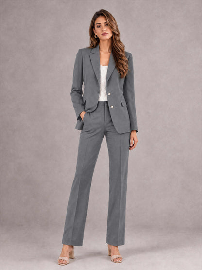 Gray 2 Pieces Tailored Fit Notched Lapel Suits Women's Suits