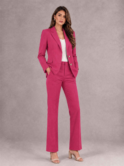 Hot Pink 2 Pieces Tailored Fit Notched Lapel Suits Women's Suits