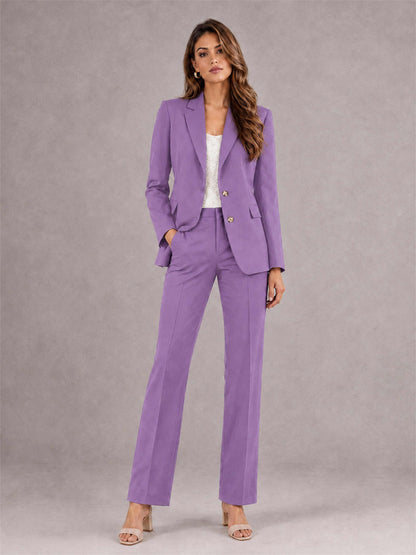 Lilac 2 Pieces Tailored Fit Notched Lapel Suits Women's Suits