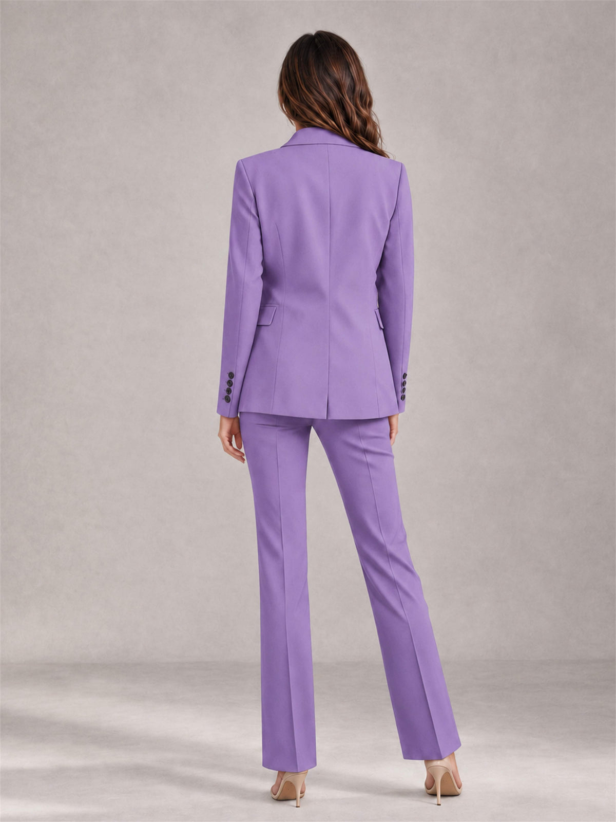 Lilac 2 Pieces Tailored Fit Notched Lapel Suits Women's Suits