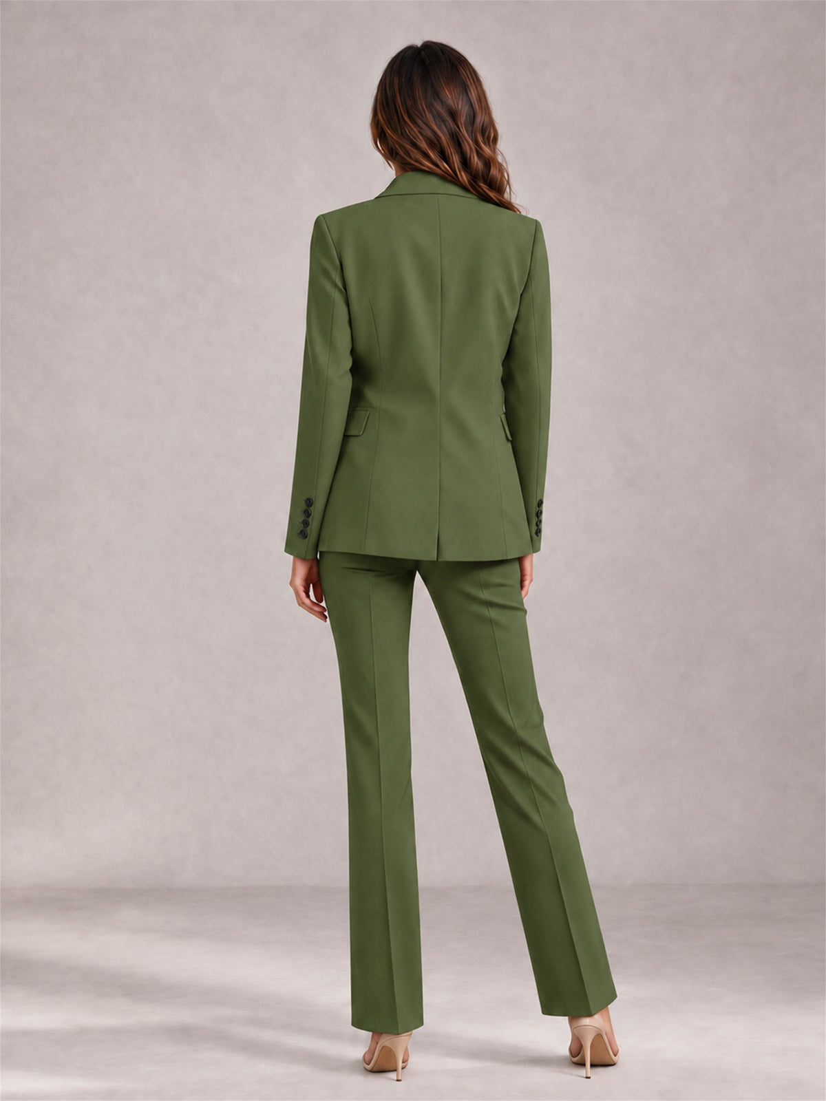 Olive Green 2 Pieces Tailored Fit Notched Lapel Suits Women's Suits