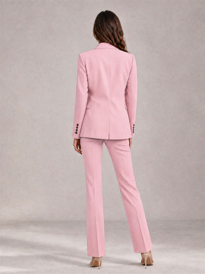 Pink 2 Pieces Tailored Fit Notched Lapel Suits Women's Suits
