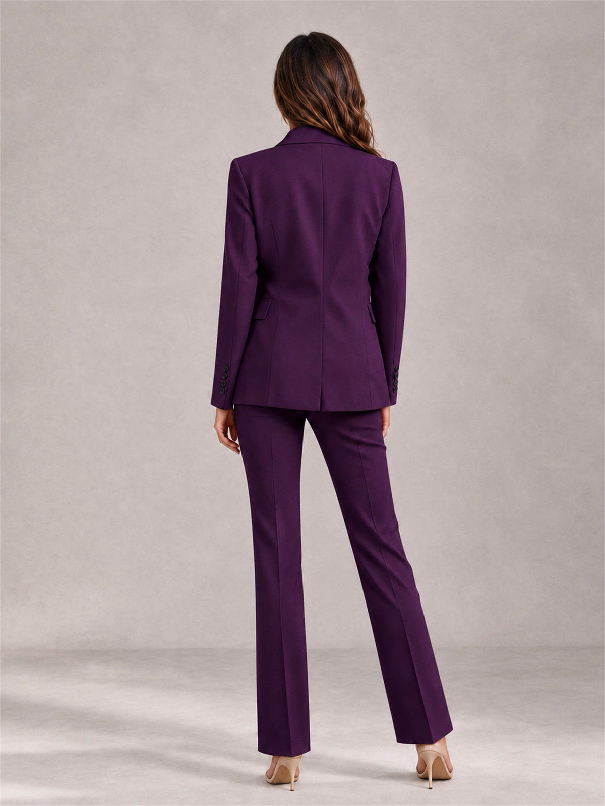 Plum 2 Pieces Tailored Fit Notched Lapel Suits Women's Suits