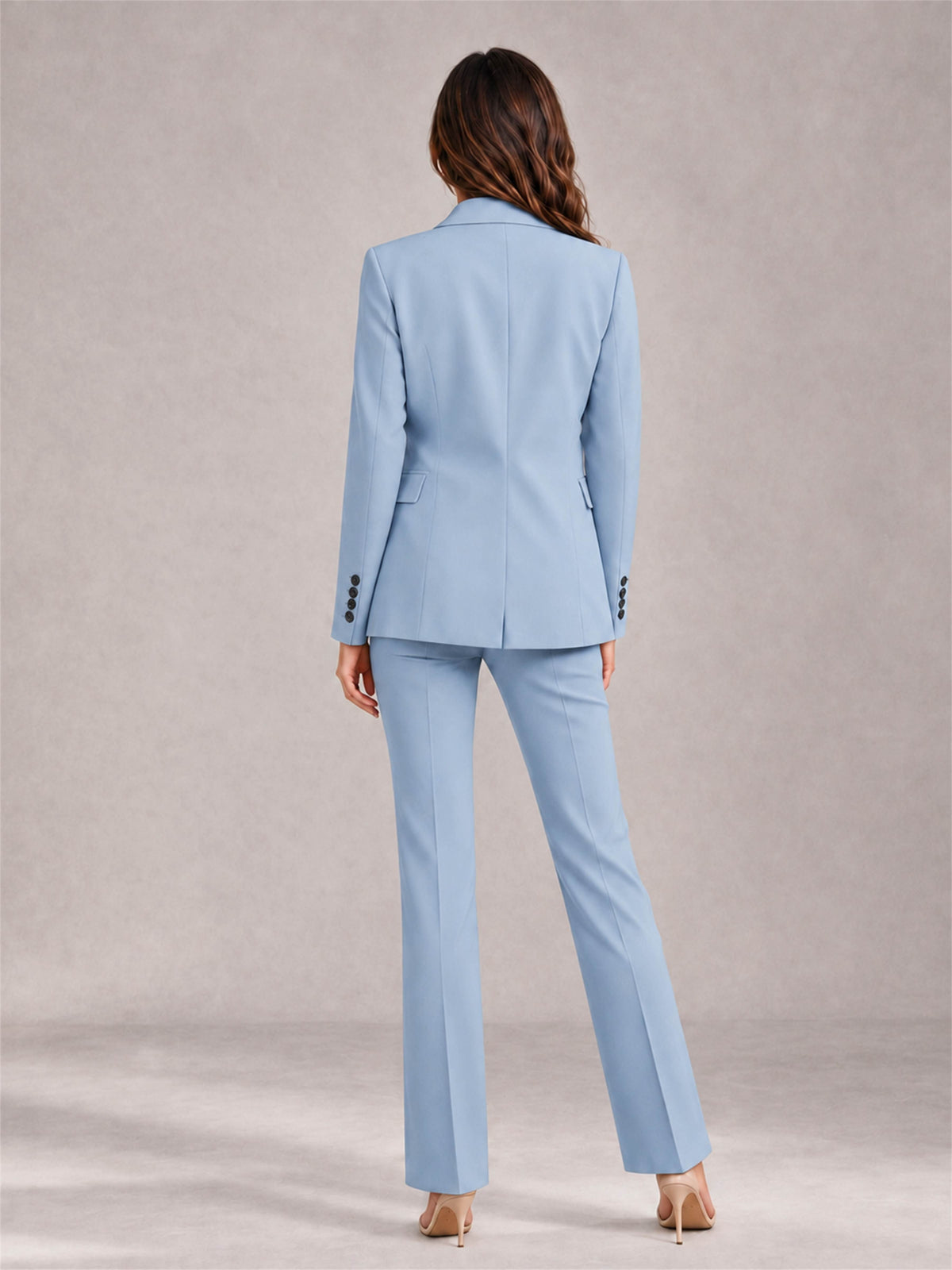 Powder Blue 2 Pieces Tailored Fit Notched Lapel Suits Women's Suits