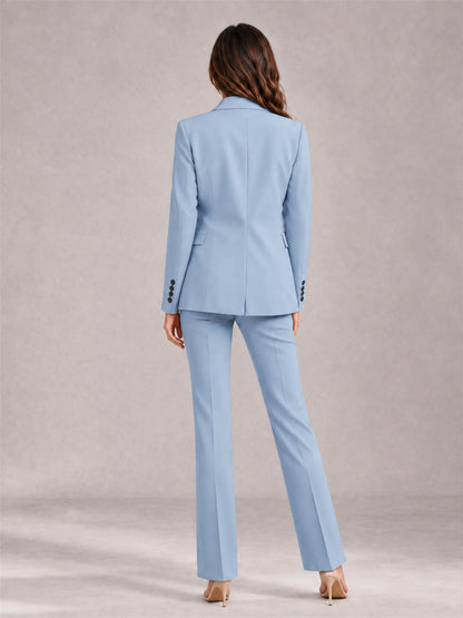 Powder Blue 2 Pieces Tailored Fit Notched Lapel Suits Women's Suits