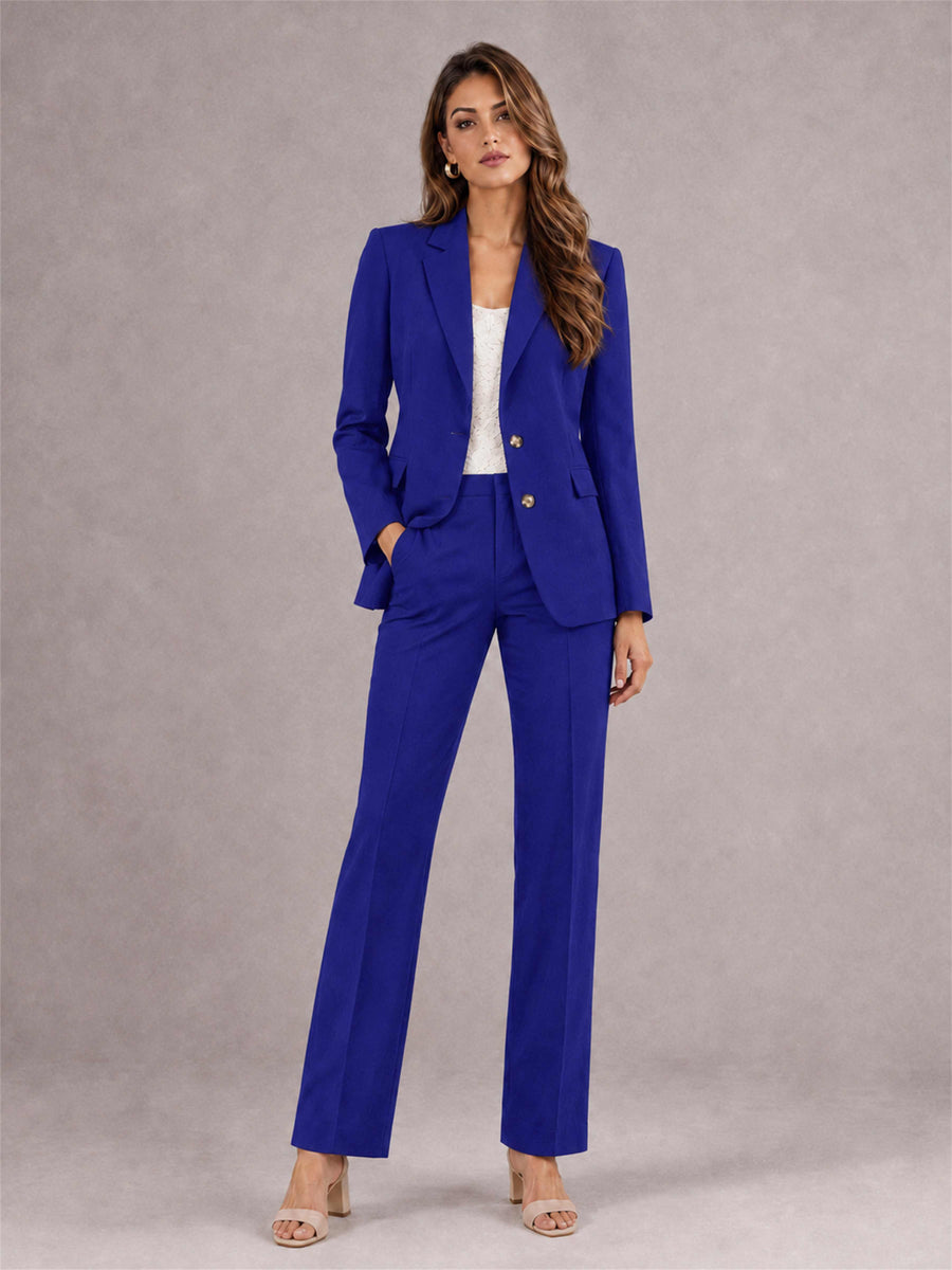 Royal Blue 2 Pieces Tailored Fit Notched Lapel Suits Women's Suits