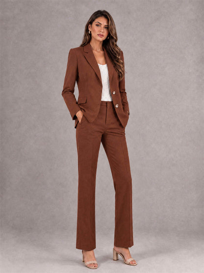 Rust 2 Pieces Tailored Fit Notched Lapel Suits Women's Suits