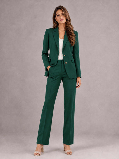Teal 2 Pieces Tailored Fit Notched Lapel Suits Women's Suits