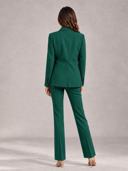 Teal 2 Pieces Tailored Fit Notched Lapel Suits Women's Suits
