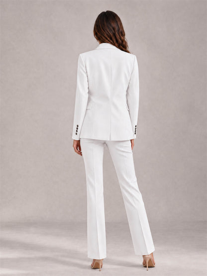 White 2 Pieces Tailored Fit Notched Lapel Suits Women's Suits