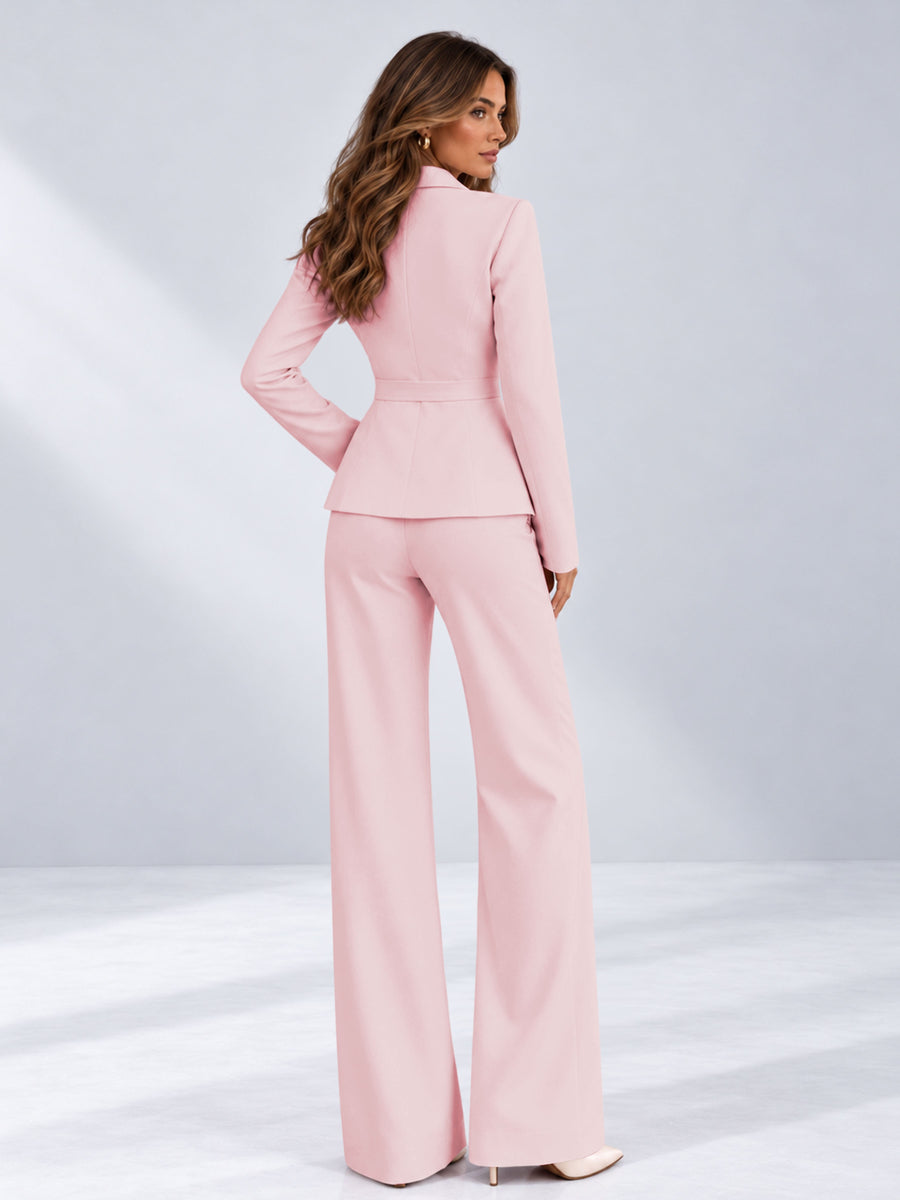 Blush Pink 2 Pieces Tailored Fit One Button Women's Suits