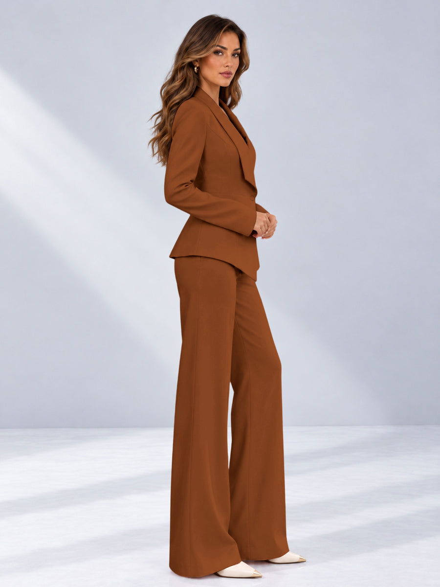 Burnt Orange 2 Pieces Tailored Fit One Button Women's Suits