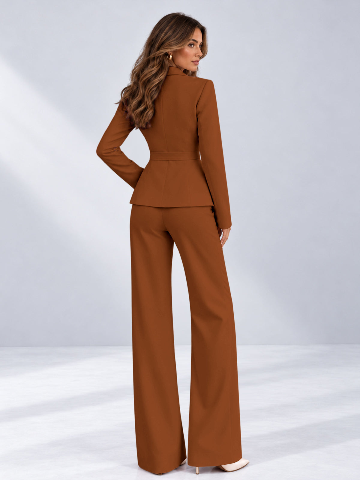 Burnt Orange 2 Pieces Tailored Fit One Button Women's Suits