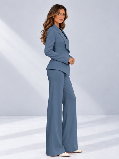 Dusty Blue 2 Pieces Tailored Fit One Button Women's Suits