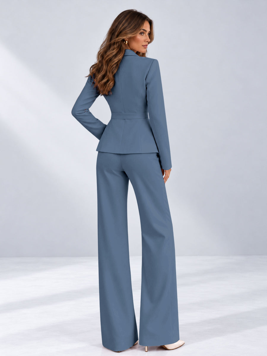 Dusty Blue 2 Pieces Tailored Fit One Button Women's Suits