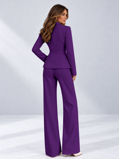 Purple 2 Pieces Tailored Fit One Button Women's Suits