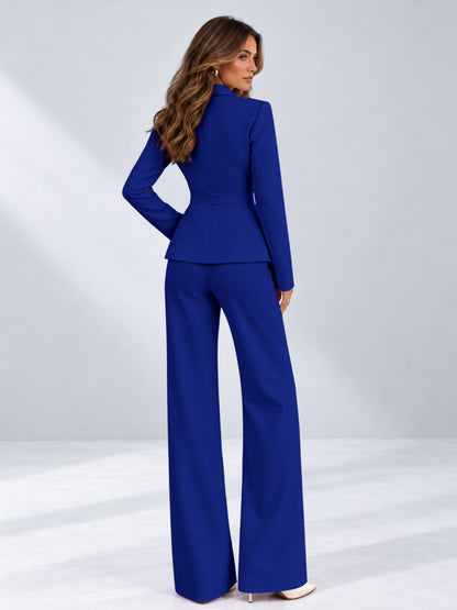 Royal Blue 2 Pieces Tailored Fit One Button Women's Suits