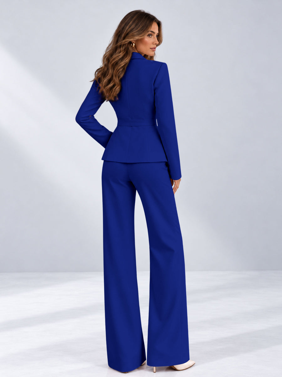 Royal Blue 2 Pieces Tailored Fit One Button Women's Suits