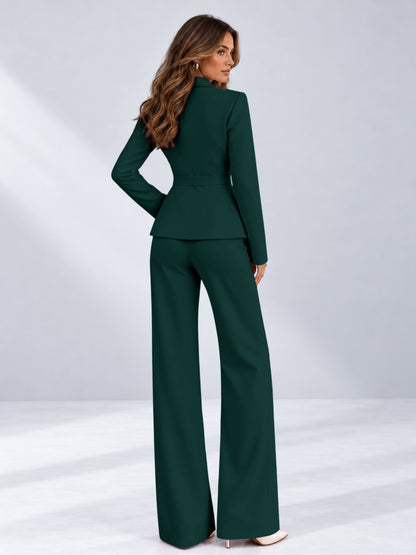 Teal 2 Pieces Tailored Fit One Button Women's Suits