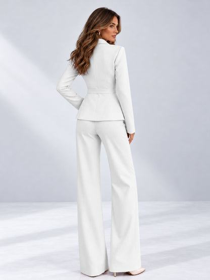 White 2 Pieces Tailored Fit One Button Women's Suits