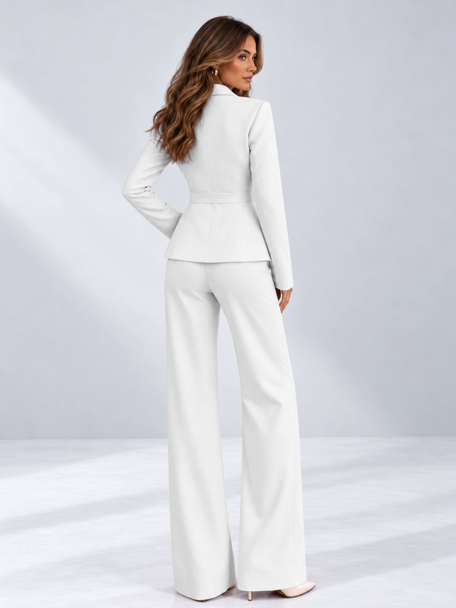 White 2 Pieces Tailored Fit One Button Women's Suits