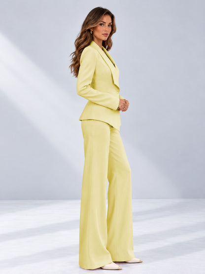 Yellow 2 Pieces Tailored Fit One Button Women's Suits