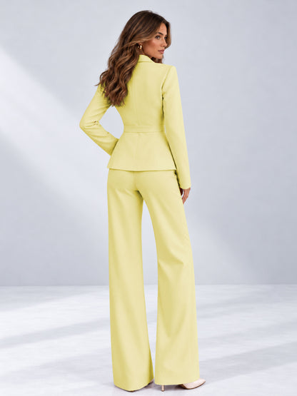 Yellow 2 Pieces Tailored Fit One Button Women's Suits