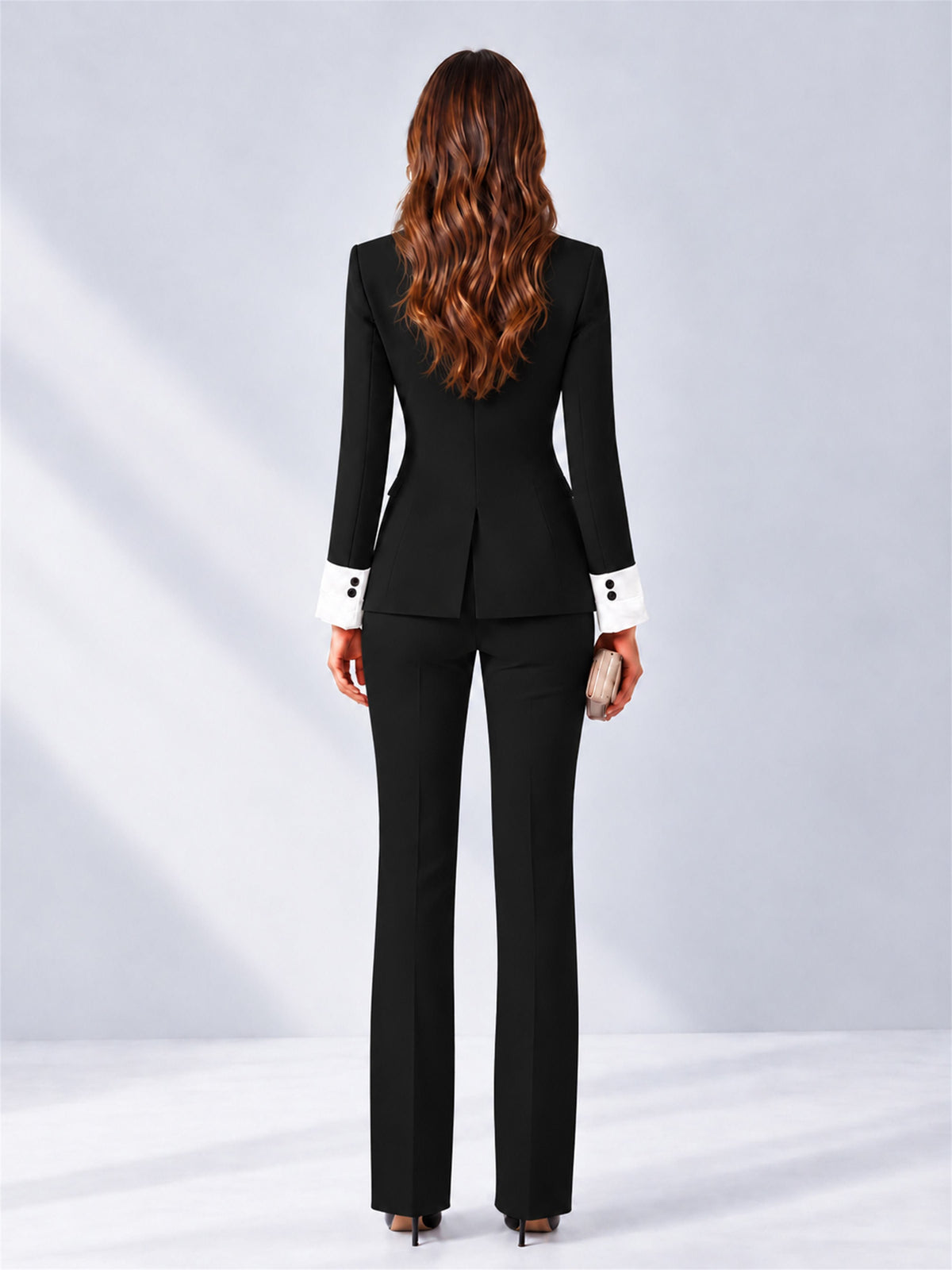 Black 2 Pieces Tailored Fit Peak Lapel Women's Suits