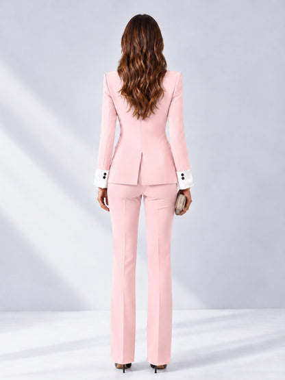 Blush Pink 2 Pieces Tailored Fit Peak Lapel Women's Suits