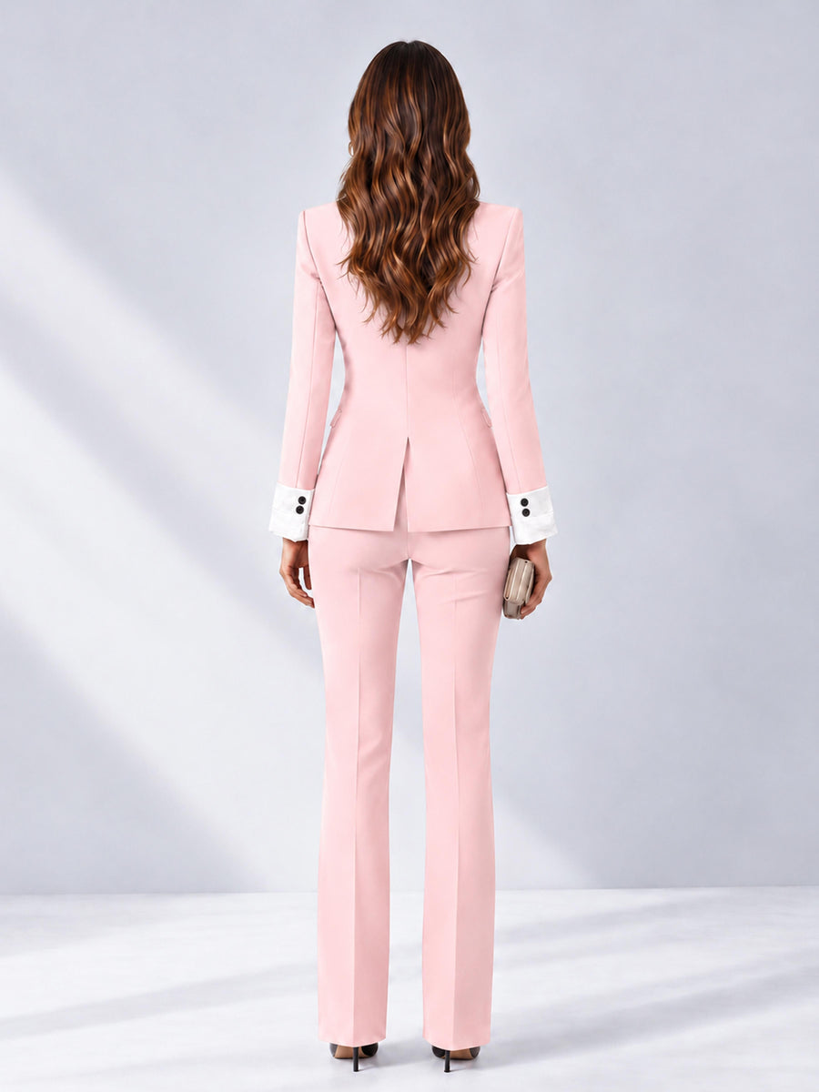 Blush Pink 2 Pieces Tailored Fit Peak Lapel Women's Suits