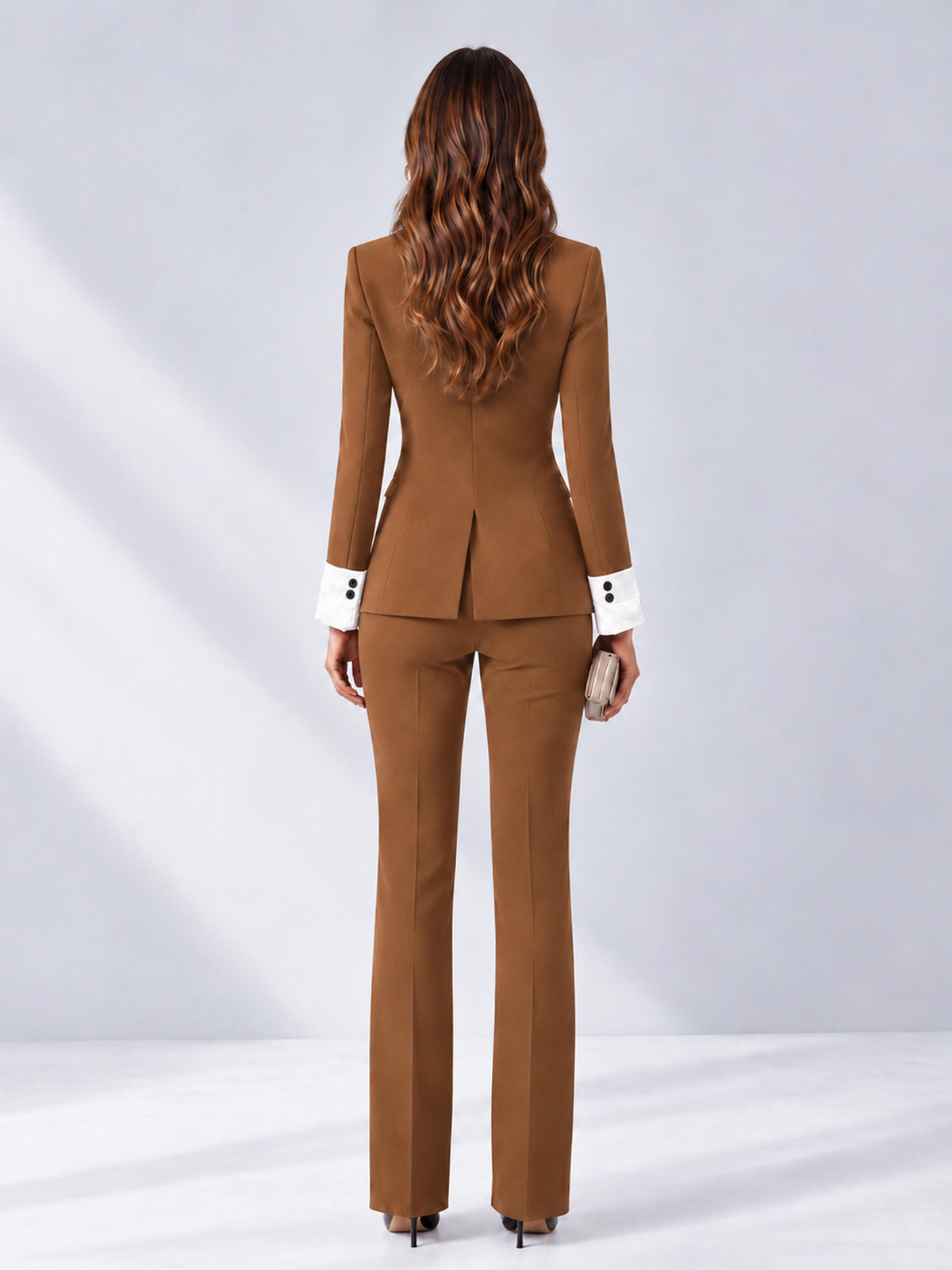 Burnt Orange 2 Pieces Tailored Fit Peak Lapel Women's Suits