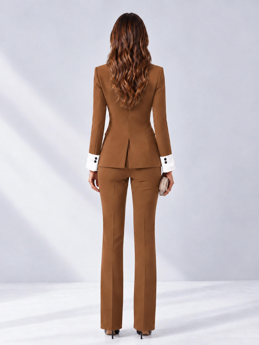 Burnt Orange 2 Pieces Tailored Fit Peak Lapel Women's Suits
