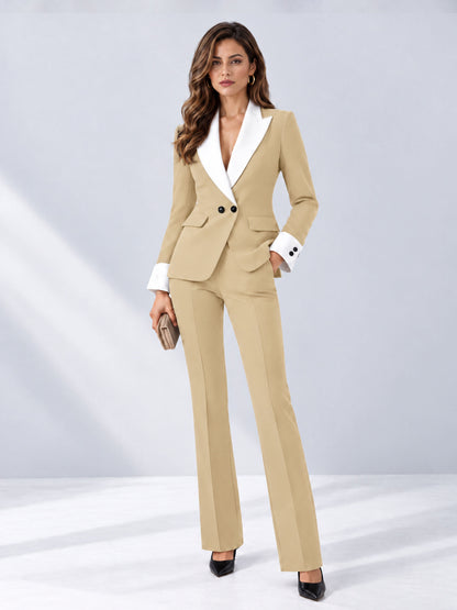 Champagne 2 Pieces Tailored Fit Peak Lapel Women's Suits