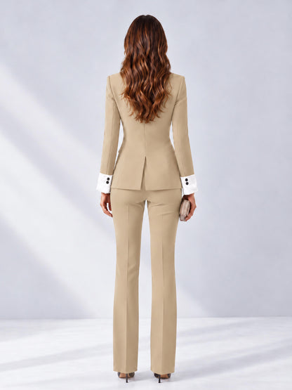 Champagne 2 Pieces Tailored Fit Peak Lapel Women's Suits