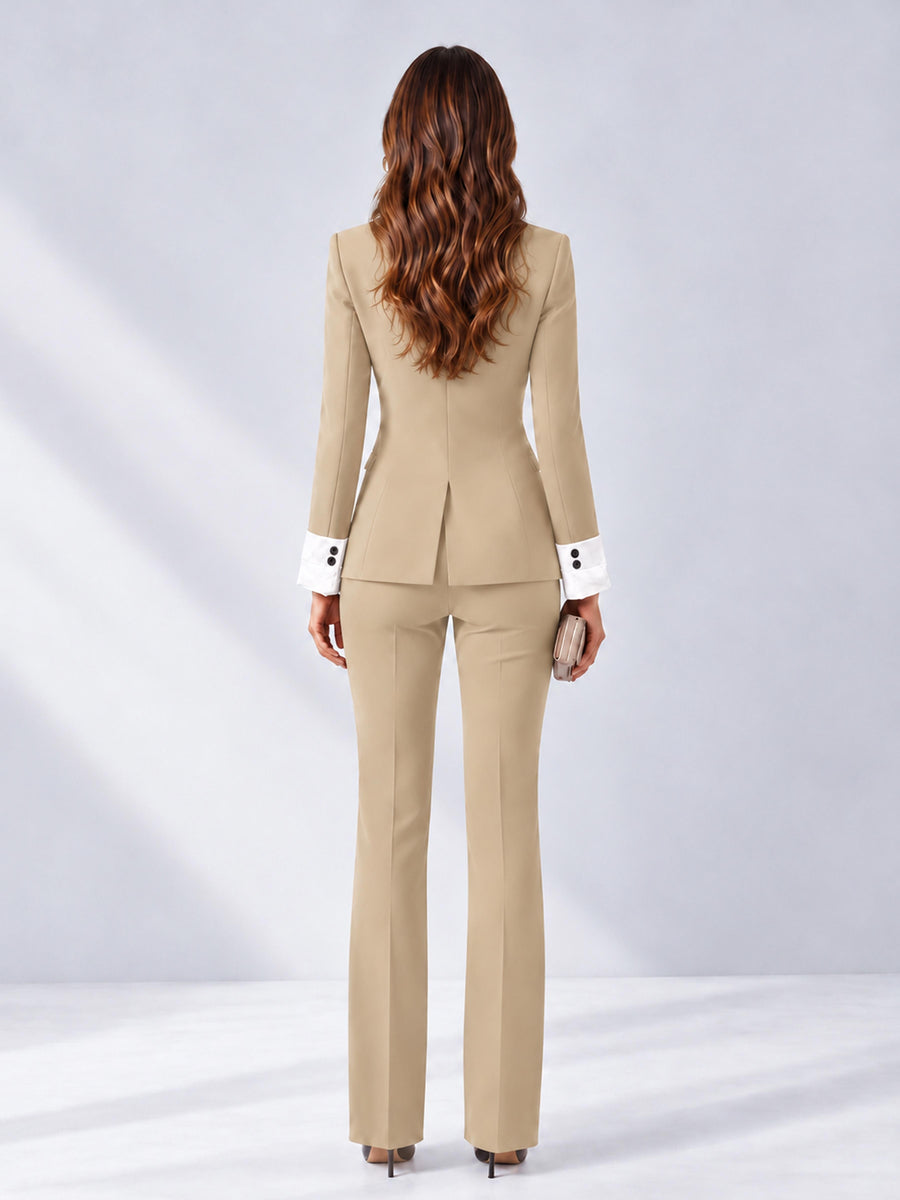 Champagne 2 Pieces Tailored Fit Peak Lapel Women's Suits