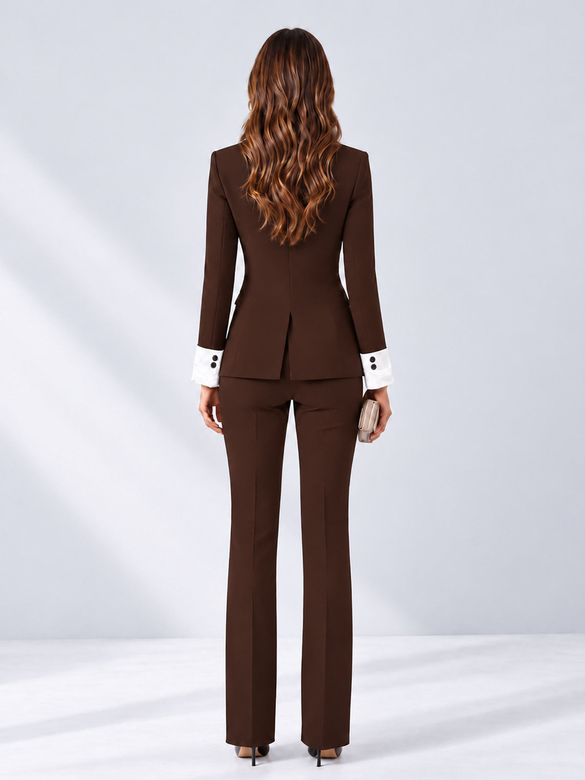 Chocolate 2 Pieces Tailored Fit Peak Lapel Women's Suits