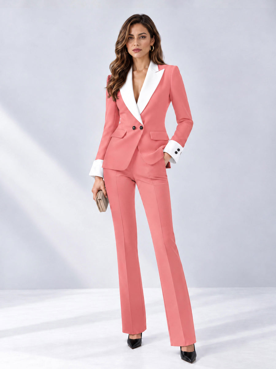 Coral 2 Pieces Tailored Fit Peak Lapel Women's Suits