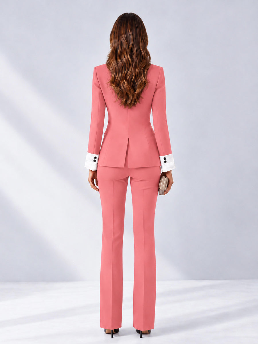 Coral 2 Pieces Tailored Fit Peak Lapel Women's Suits