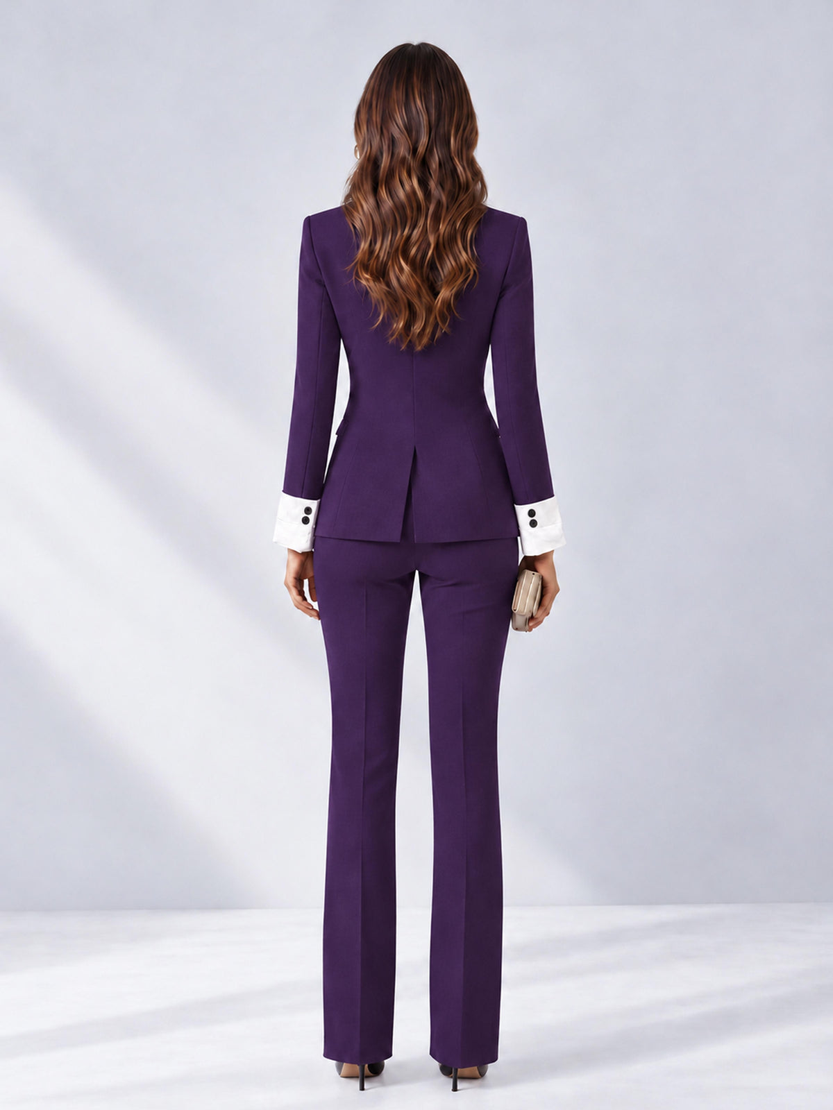 Dark Purple 2 Pieces Tailored Fit Peak Lapel Women's Suits