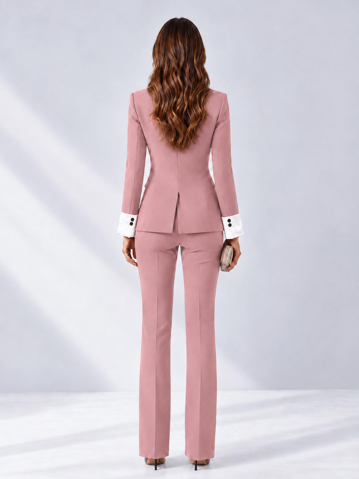 Dusty Rose 2 Pieces Tailored Fit Peak Lapel Women's Suits
