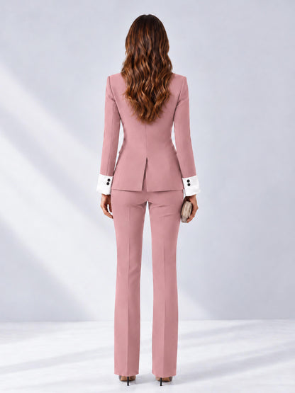 Dusty Rose 2 Pieces Tailored Fit Peak Lapel Women's Suits
