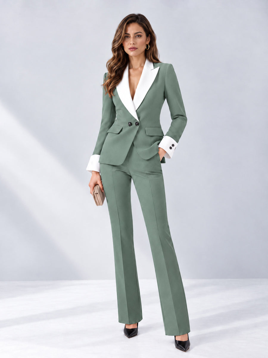 Eucalyptus 2 Pieces Tailored Fit Peak Lapel Women's Suits