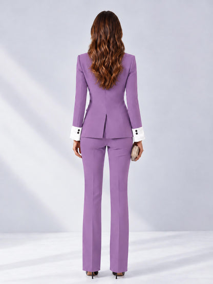 Lilac 2 Pieces Tailored Fit Peak Lapel Women's Suits