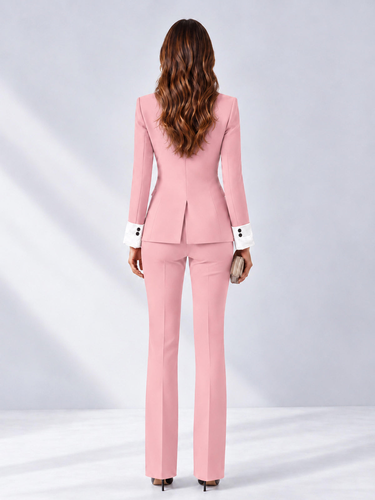 Pink 2 Pieces Tailored Fit Peak Lapel Women's Suits